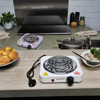 Electric Stove 1000W Stainless Steel White Compact thumbnail 3