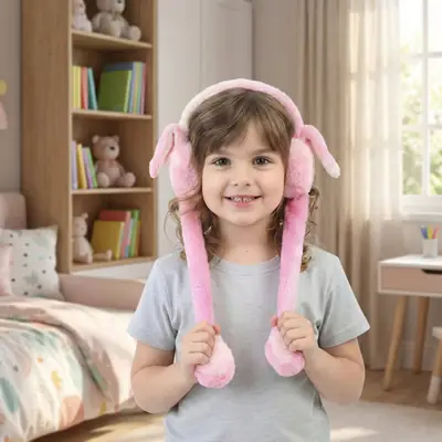 High Quality Moving Bunny Ear Muffs for Kids | Plush Rabbit Earmuffs with Moving Ears & Chu Chu Sound  thumbnail 5