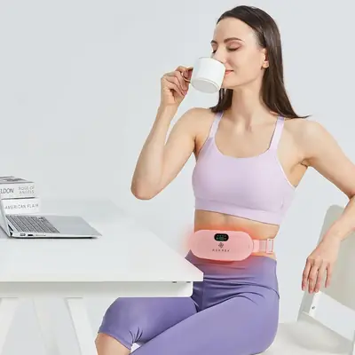 Period Cramp Relief Belt Portable Electric Menstrual Heating Pad with Massager | Rechargeable Heated Waist Belt | 3 Heat Levels | 4 Vibration Modes | Warm Compress for Menstrual Cramps, Back & Abdominal Pain Relief for Women & Girls thumbnail 3