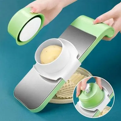 5-in-1 Manual Vegetable Slicer Cutter with 5 Blades & Collection Basin thumbnail 4