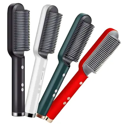 High Quality 2 in 1 Hair Straightener Brush & Curling Comb | Electric Heated Hair Straightening Brush | Anti-Scald Hot Comb