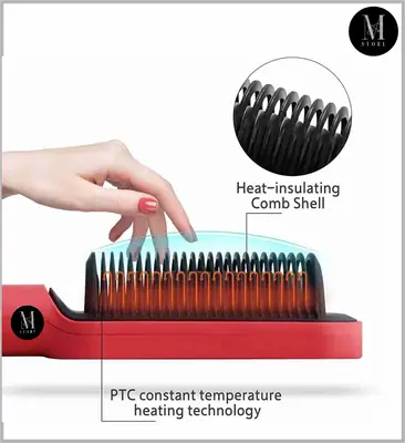 High Quality 2 in 1 Hair Straightener Brush & Curling Comb | Electric Heated Hair Straightening Brush | Anti-Scald Hot Comb thumbnail 5