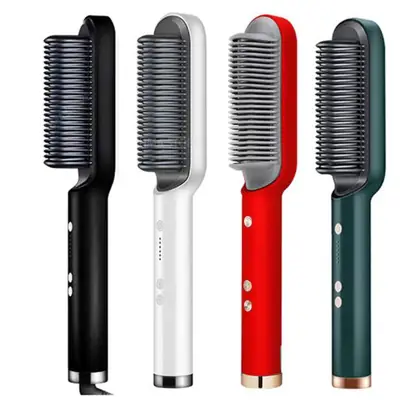 High Quality 2 in 1 Hair Straightener Brush & Curling Comb | Electric Heated Hair Straightening Brush | Anti-Scald Hot Comb thumbnail 7