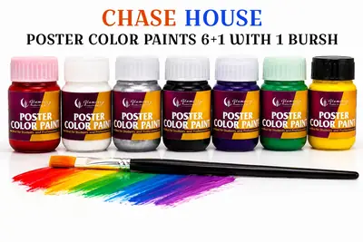 Watercolour Paint 1 Brush With 7 Poster Color Colours Colors - 7 different shades bottles 25cc