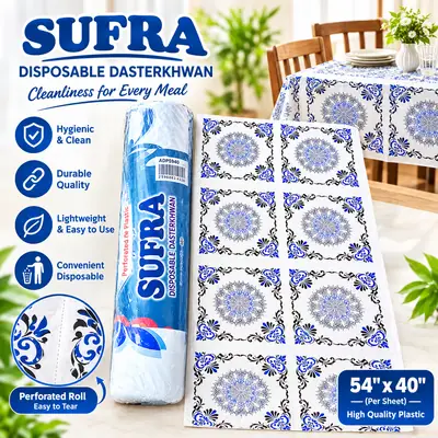 Pack of 2 Roll of Disposable Printed Dastarkhwan