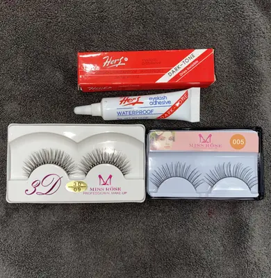 Pack of 2 High Quality Fake Eyelashes - Free Waterproof Eyelashes Glue thumbnail 2