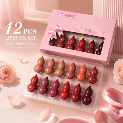 Ks One - Color Mini Peanut Shape Matte Lipsticks - 12 pcs