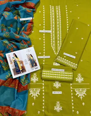 3 Pcs Women's Unstitched Embroidered Suit thumbnail 2