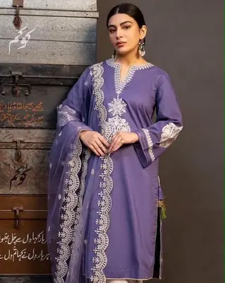 3 Pcs Women's Unstitched Embroidered Suit 
