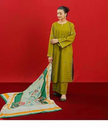 3 Pcs Women's Unstitched Embroidered Suit 