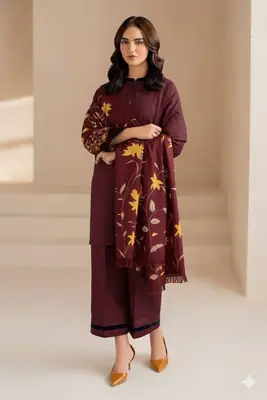 3 Pcs Women's Unstitched Embroidered Suit