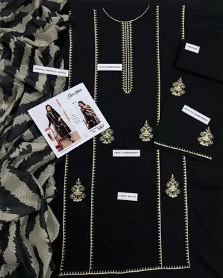 3 Pcs Women's Unstitched Embroidered Suit thumbnail 2