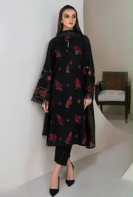 3 Pcs Women's Unstitched Embroidered Suit