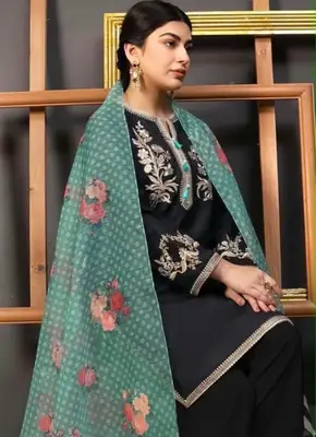 3 Pcs Women's Unstitched Embroidered Suit