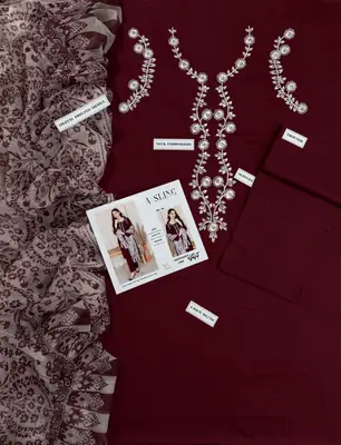 3 Pcs Women's Unstitched Embroidered Suit thumbnail 2