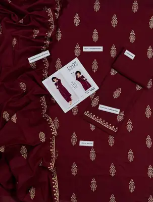 3 Pcs Women's Unstitched Embroidered Suit thumbnail 2