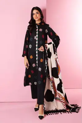 3 Pcs Women's Unstitched Embroidered Suit