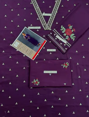 2 Pcs Women's Unstitched Embroidered Suit thumbnail 2