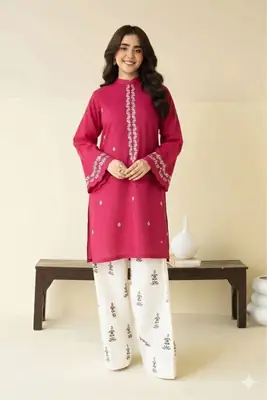 2 Pcs Women's Unstitched Embroidered Suit