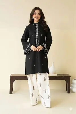 2 Pcs Women's Unstitched Embroidered Suit