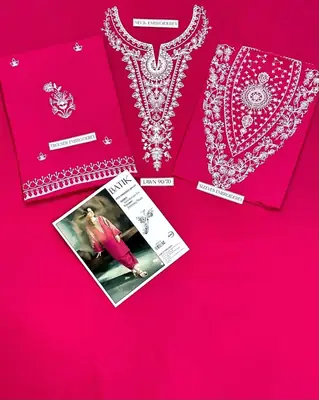 2 Pcs Women's Unstitched Embroidered Suit thumbnail 2