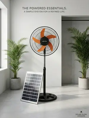 Portable Rechargeable Fan with Solar Plate  - 1 Pc, Reliable & Efficient for Everyday Home Use thumbnail 3