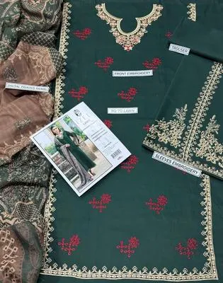 Most Hit Artilces 3 Pcs Unstitched Embroidered Suit thumbnail 2