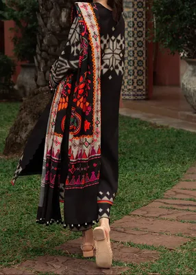 Black Swiss Lawn 3Pcs Digital Print Kurta Set for Women thumbnail 2
