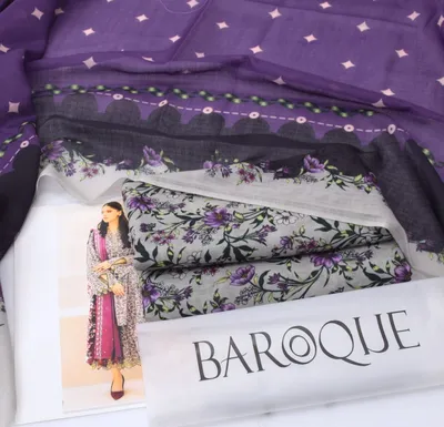 Grey Swiss Lawn 3Pcs Printed Suit for Women thumbnail 2