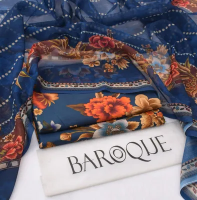 Blue Swiss Lawn 3Pcs Set for Women with Digital Print thumbnail 2