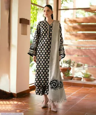 Black Swiss Lawn 3 Pcs Digital Print Suit for Women