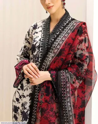 Black Digital Print Swiss Lawn 3Pcs Set for Women