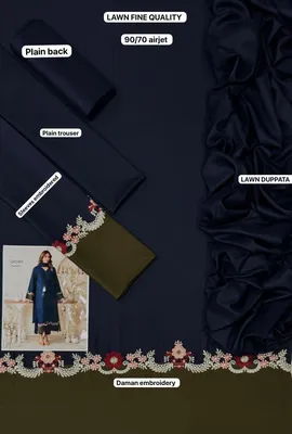 Blue Lawn 3Pcs Embroidered Suit for Women thumbnail 2