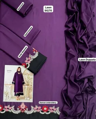 Purple Lawn 3Pcs Embroidered Suit for Women thumbnail 2