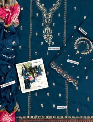 Blue Embroidered Lawn 3Pcs Set for Women thumbnail 2
