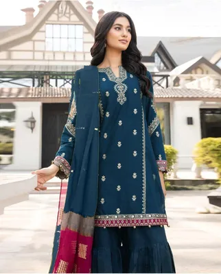 Blue Embroidered Lawn 3Pcs Set for Women thumbnail 3