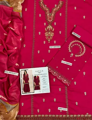 Pink Embroidered Lawn 3Pcs Set for Women thumbnail 2