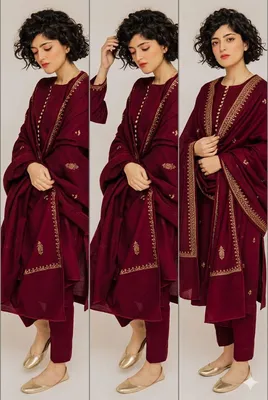 MIX TRENDING DESIGNS 3 Pcs Unstitched Embroidered Suit thumbnail 3