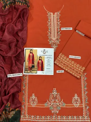 MIX TRENDING DESIGNS 3 Pcs Unstitched Embroidered Suit thumbnail 3