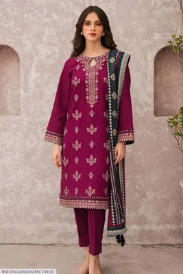 MIX TRENDING DESIGNS 3 Pcs Unstitched Embroidered Suit