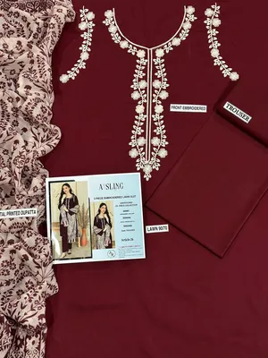 MIX TRENDING DESIGNS 3 Pcs Unstitched Embroidered Suit thumbnail 3