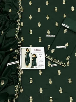 MIX TRENDING DESIGNS 3 Pcs Unstitched Embroidered Suit thumbnail 2