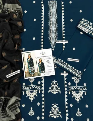 MIX TRENDING DESIGNS 3 Pcs Unstitched Embroidered Suit thumbnail 3