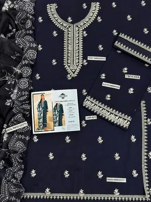 MIX TRENDING DESIGNS 3 Pcs Unstitched Embroidered Suit thumbnail 2