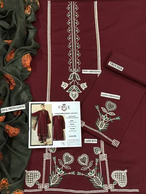 MIX TRENDING DESIGNS 3 Pcs Unstitched Embroidered Suit thumbnail 2