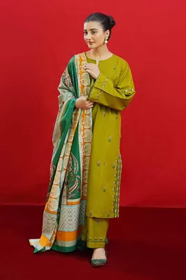 MIX TRENDING DESIGNS 3 Pcs Unstitched Embroidered Suit thumbnail 3