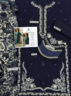 MIX TRENDING DESIGNS 3 Pcs Unstitched Embroidered Suit thumbnail 2