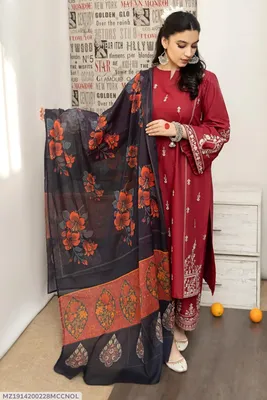 MIX TRENDING DESIGNS 3 Pcs Unstitched Embroidered Suit