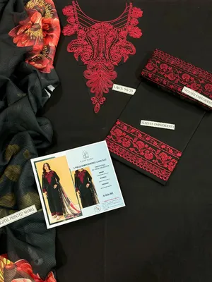 MIX TRENDING DESIGNS 3 Pcs Unstitched Embroidered Suit thumbnail 2