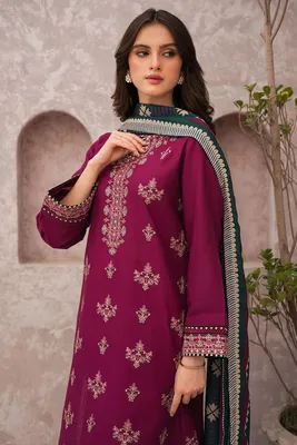 MIX TRENDING DESIGNS 3 Pcs Unstitched Embroidered Suit thumbnail 2